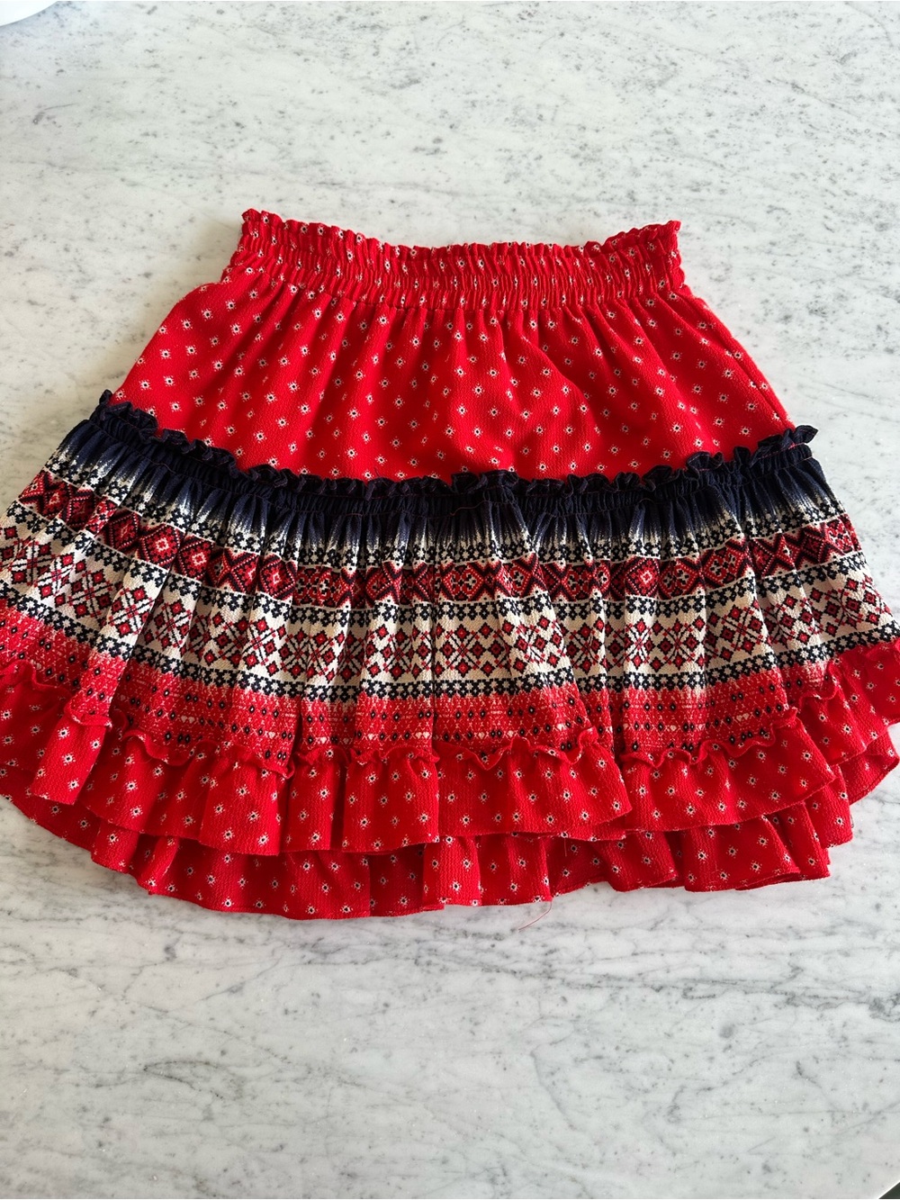 MISA Los Angeles Red Boho Tiered Mini Skirt - Women